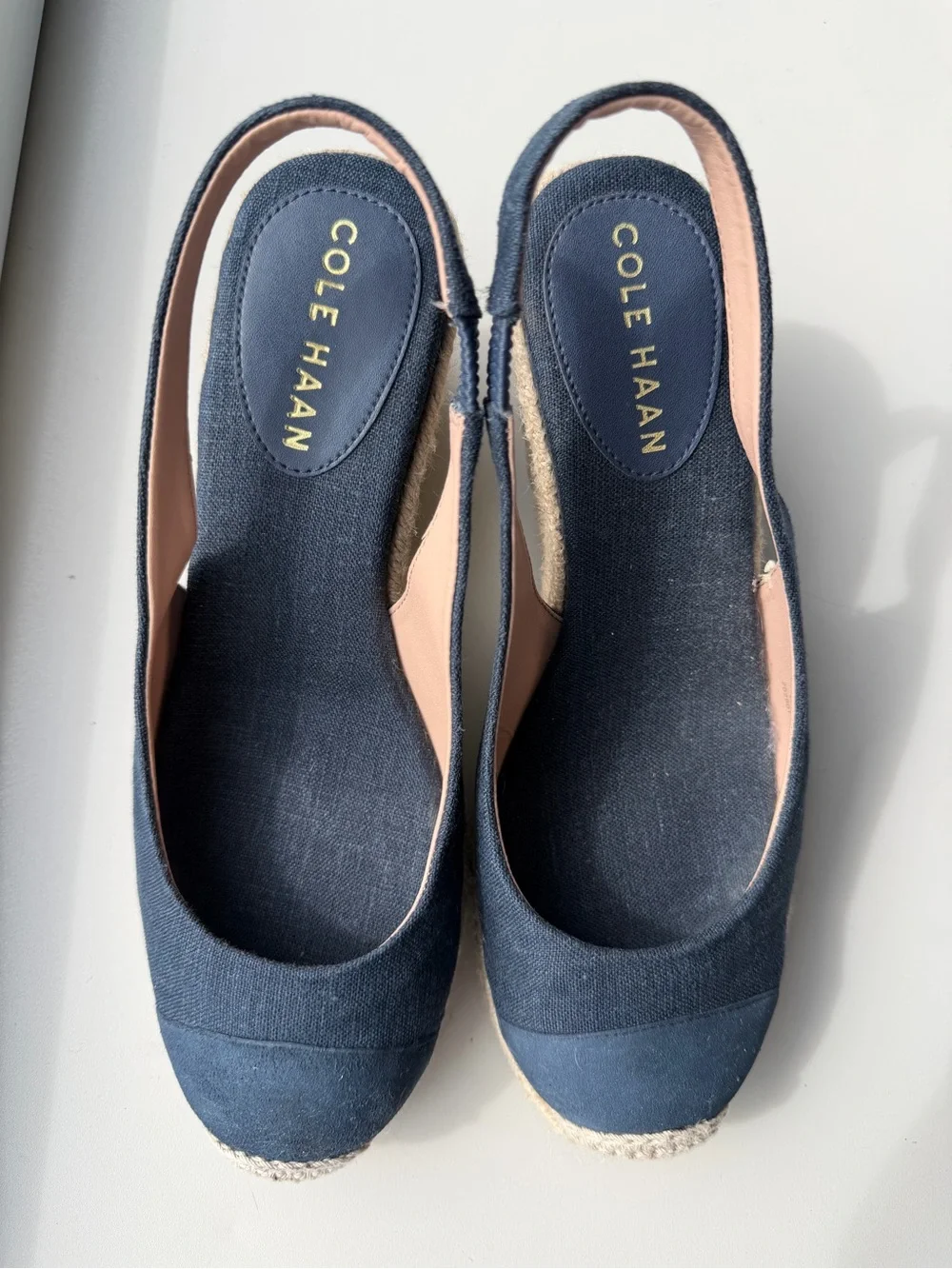 Cole Haan Navy‎ Espadrille Slingback Wedges Coastal Boho Cottagecore 6.5